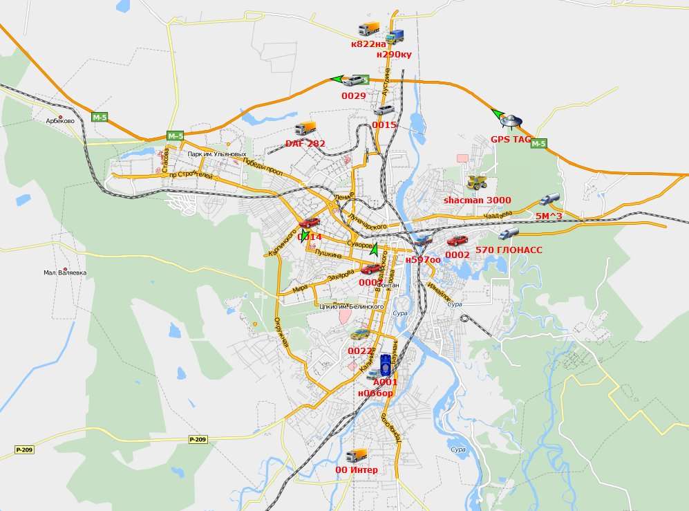 Карта пензы спутника